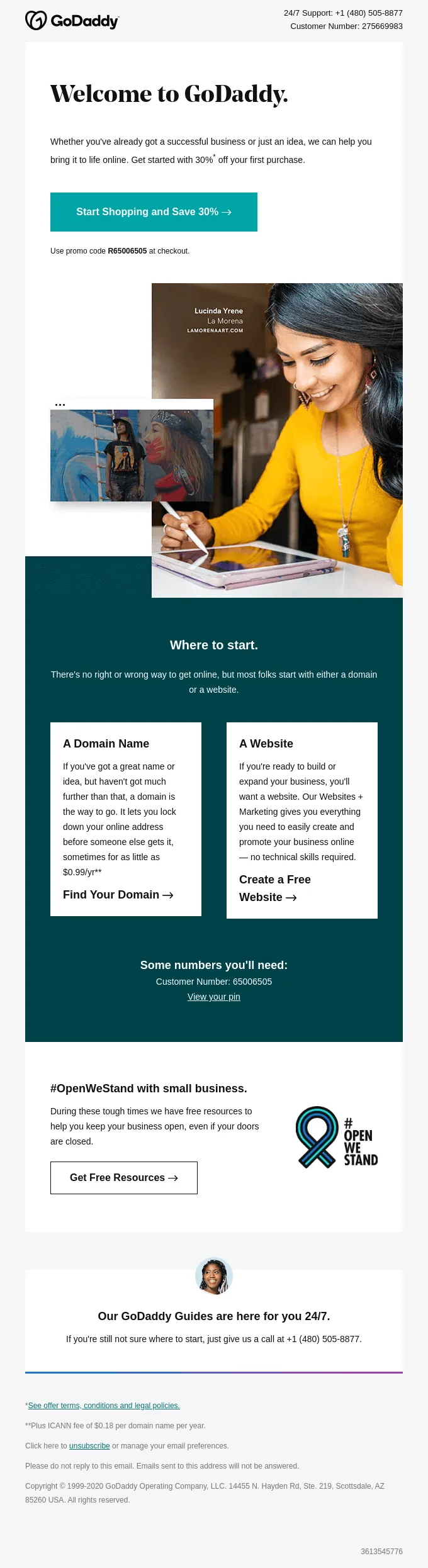 Welcome Email GoDaddy
