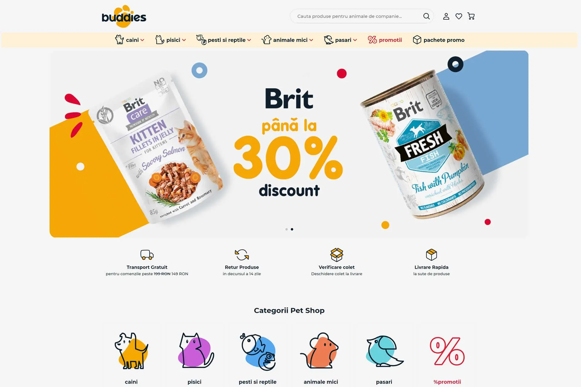Pagina principală a magazinului online Buddies.ro