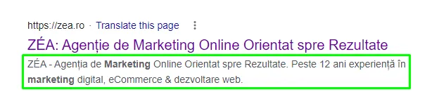 on page optimization - meta descriere